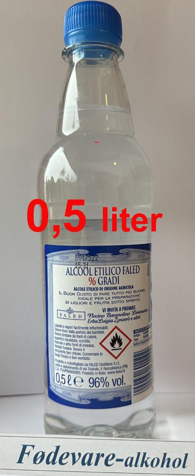 0,5 liter Finsprit 96% (til drinks, fødevarer, planteekstrakter, parfymer, osv. )