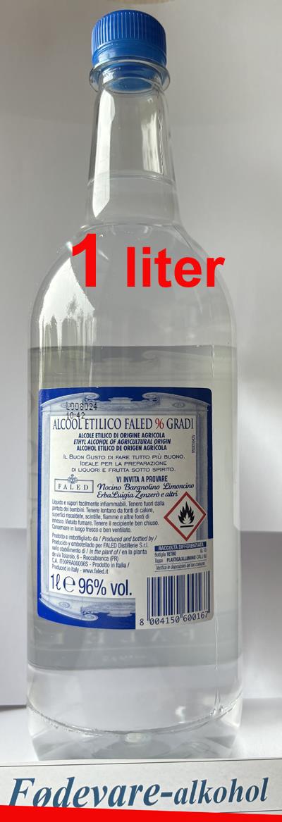 1 liter Finsprit 96% (til drinks, fødevarer, planteekstrakter, parfymer, osv. )